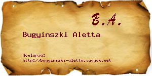 Bugyinszki Aletta névjegykártya
